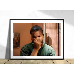 Friday Movie Poster Bathroom Scene - Black and White Poster - Funny Toilet Scene Print Smile Wall Art Ice Cube Craig Jones Restroom picture Decor Matte