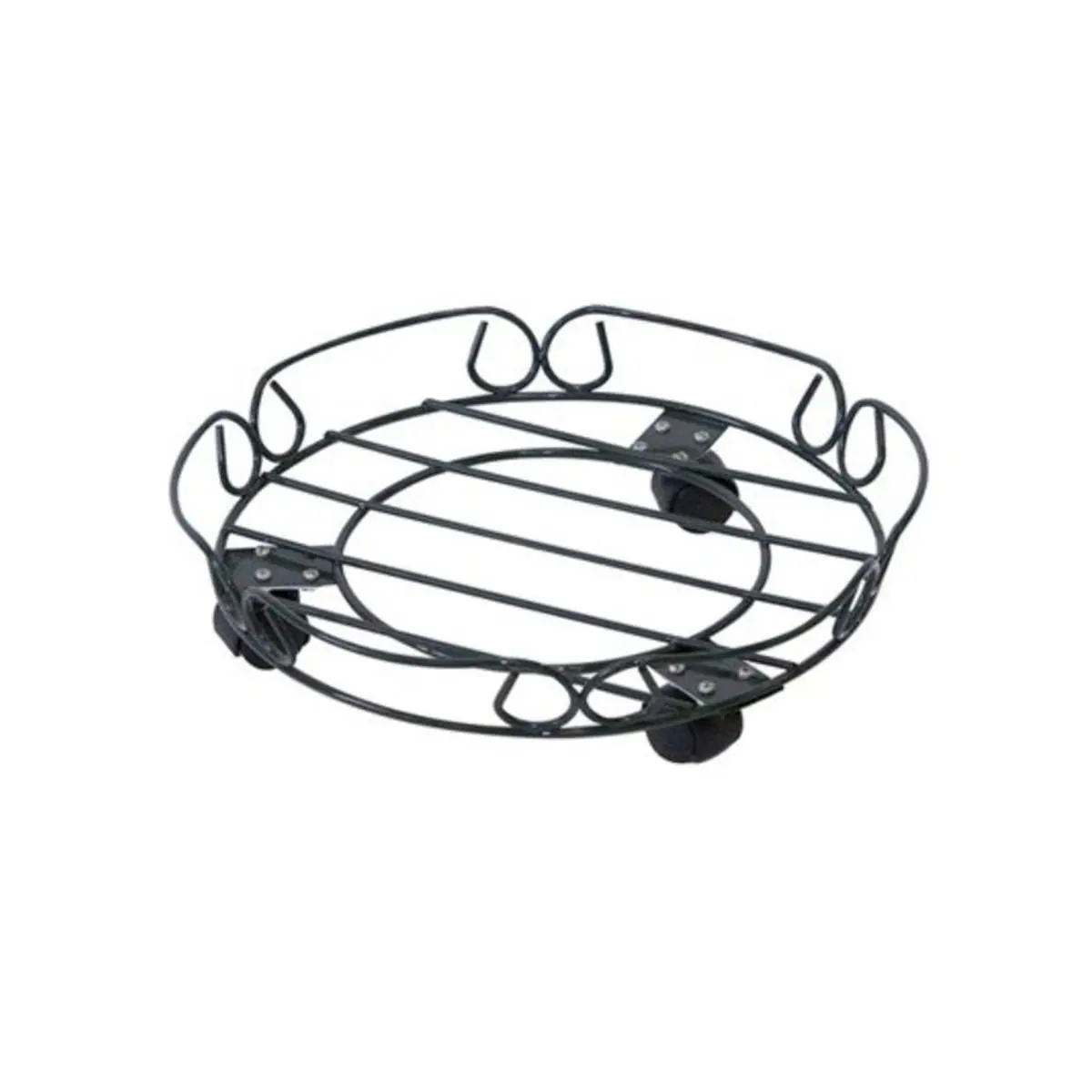Panacea Products 259432 12 in. Round Black Steel Plastic-Free Wire Plant Caddy - Wheel-Mounted Holder for Small Plants, Home Improvement & Garden Supplies Accessory, Small Plant Caddies, Wheel-Mounted Plant Caddies