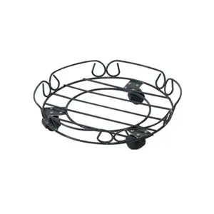 Panacea Products 259432 12 in. Round Black Steel All-Metal Plant Caddy with Wheels, All-Metal Plant Caddies