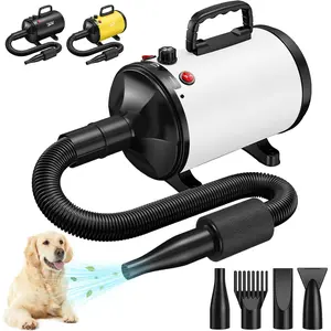 Dryer High Velocity  Hair Dryer with 4 Nozzles 5.2HP/3800W (Professional Super Cyclone), Stepless Adjustable Speed Temperature Dogs  Blow Dryer with Heater for s Hair Dryer, White