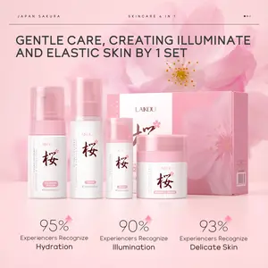 Premium Sakura Hydration Set, Cleansing Mousse + Toner + Serum + Cream, Deep Moisturizing, Soothing & Brightening, Suitable for Sensitive Skin
