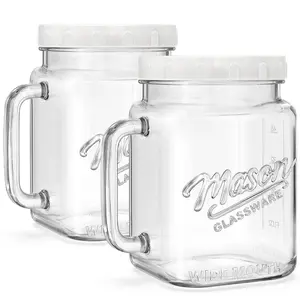 2 Pc Large Mason Jars, 74 oz Wide Mouth Glass Jar with Lid for Fridge, Glass Canisters DIY Favor Decor, Food Container for Sugar, Cookie, Flour, Pickle
