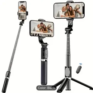 40 inch Extendable Phone Selfie Stick Professional Smart Phone Tripod with Remote Control for Live Streaming Christmas New Year Family Selfie Black