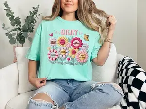 It’s Ok To Feel Faux YarnT-shirt Comfort Colors Summer Everyday Style Shirtsleeve love casual comfortable super soft relaxed fit unisex Sizing womenswear Streetwear  vintage Crewneck Printed Loose Grahic