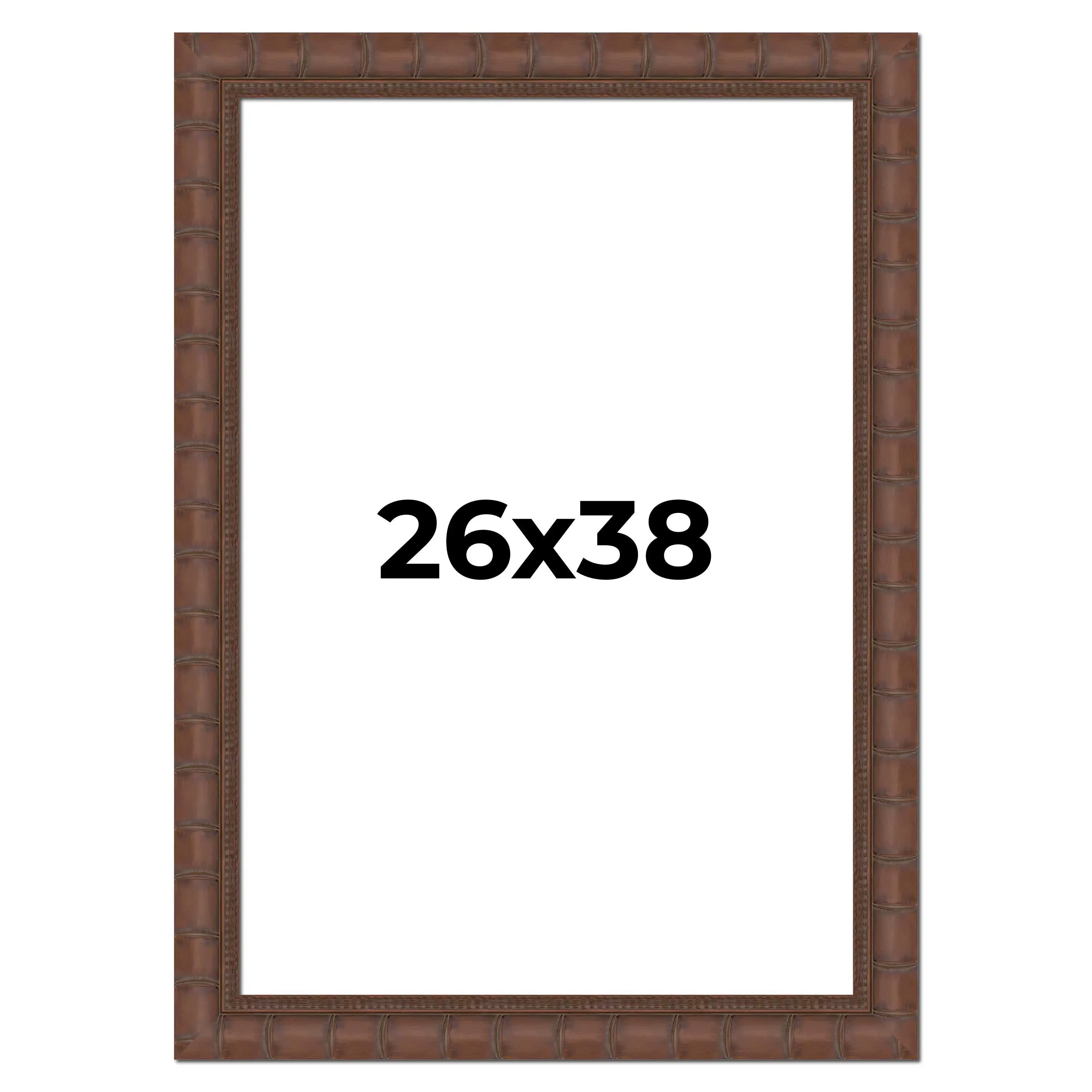 26x38 Brown Wide Bamboo Picture Frame - UV Acrylic, Foam Board Backing, Hanging Hardware