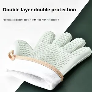 2pcs Set, A Pair of Thickened Heat-Resistant Oven Mitts, Non-Slip Silicone Gloves, Breathable Kitchen Oven Mit