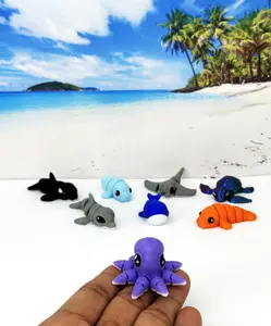 10pcs 3D Printed Mini Animals Articulated Mini Sea Animal Fidget Toy, Colorful Tiny Animal Toy, Executive Desk Toy, Home Decor Fidget Toys