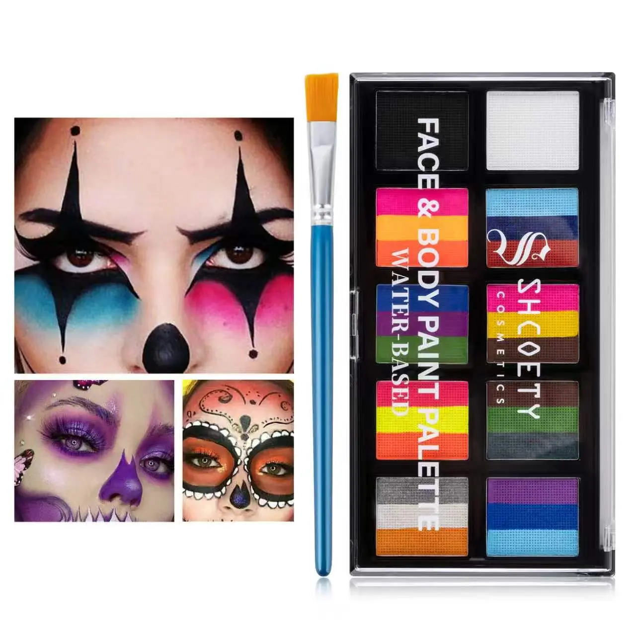 26-Color Face & Body Oil Paint Palette - Safe Non-Toxic Professional Cosmetic Kit, Waterproof Temporary Tattoo, Halloween Special Effects, Birthday Makeup Tutorial (Black and White Inclusive) for Adults,Cosplay Artistic Makeup for Adults