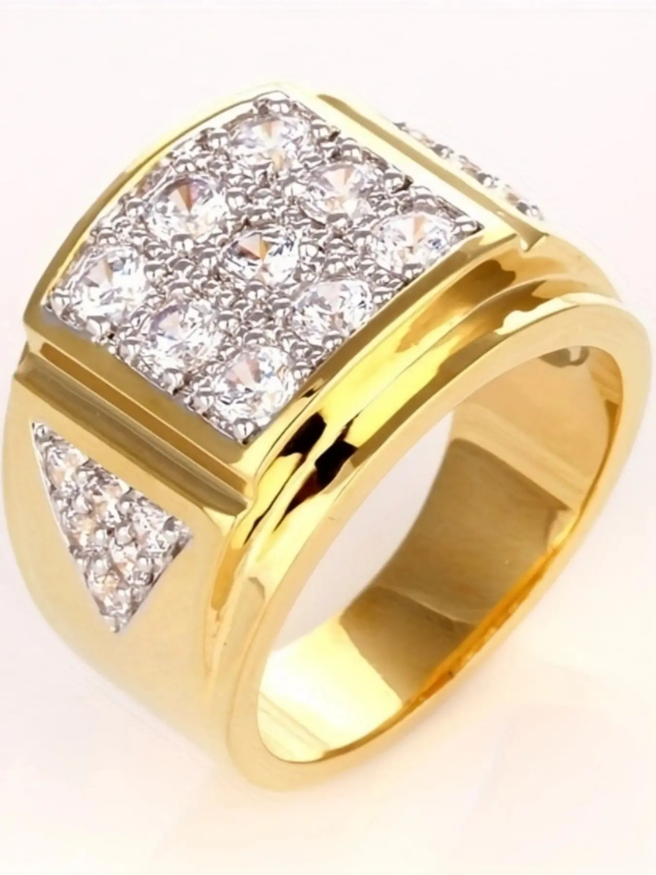 Men's Fashion Elegant Luxury Square Shaped Zircon Ring, Wedding Engagement Party Jewelry Gift, Business Style, 1pcs, Geometric Design Ring, Fashionable Jewelry, Beautiful Rings