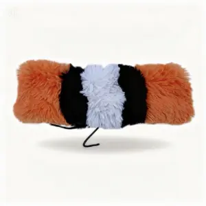 Buff Head Warmer - Bandit Orange Adjustable Elastic Cord Rabbit Faux Fur Fleece Lining One Size Fits All Cold Weather Accessory
