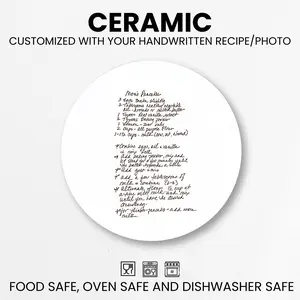 Personalized Handwritten Recipe Ceramic Plate Oven & Dishwasher Safe Heirloom Kitchenware Customizable with Your Recipe or Photo Perfect Gift for Weddings Mother’s Day & Holidays Family