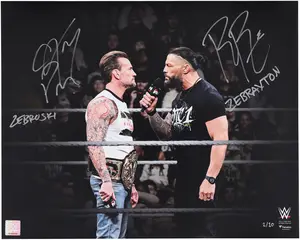 Roman Reigns & CM Punk WWE Autographed 16" x 20" In Ring Staredown Spotlight Photograph with Multiple Inscriptions - Limited Edition of 10 - Fanatics Authentic Certified