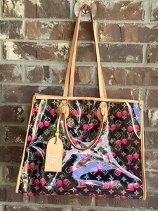 Pre-owned Louis Vuitton Vinyl Shoulder Bags x Takashi Murakami OnTheGo Tote Monogram Cerises PVC GM	72346