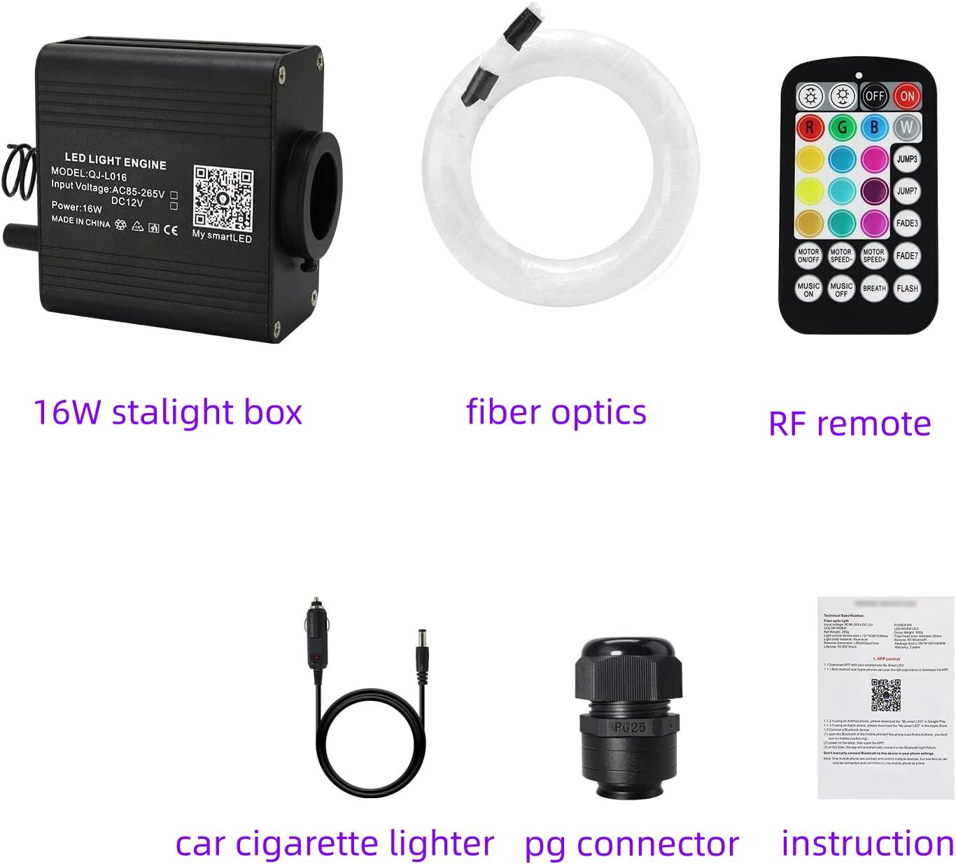 Starlight Headliner Kit 500 Twinkle Stars, RGBW Small Size Starlight Car Roof Kit for F150 Truck Stuff, Music Sync Modes Star Ceiling Light for Car Decoration, 500 Stars with Twinkle for Car Stuff