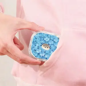 Blue Floral Otter Print Retainer Box Portable Sealed Denture Storage Box Student Carry Orthodontic Retainer Case Waterproof Scratch Resistant Invisible Aligner Container