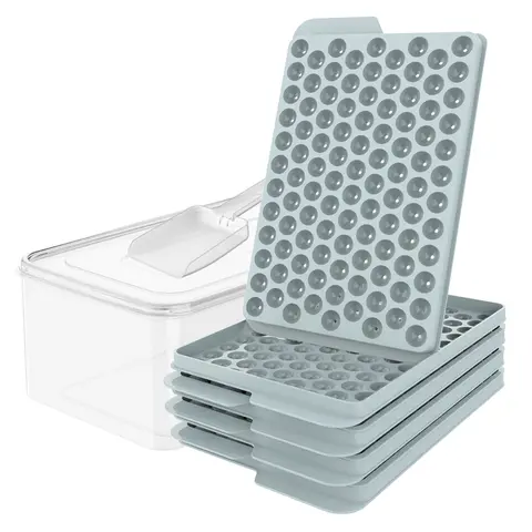 Summervibes WIBIMEN 4 Pack Mini Ice Cube Trays – Easy Release Small Ice Trays for Drinks, Coffee & Juice (104x4 PCS) with Ice Bin & Scoop Food Containers
