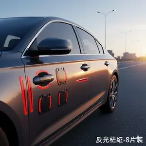 Carbon Fiber Door Handle Protector 8-Pack, Scratch-Resistant Waterproof Reflective Vinyl Wrap, Universal Fit for Cars SUVs Trucks, Easy to Install Durable Upgrade, Automotive Exterior Protection Film