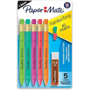 Handwriting Triangular Mechanical Pencil Set with Lead & Eraser Refills, 1.3mm, 8 Count - Fun Barrel Colors