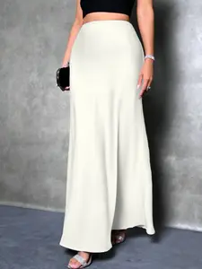 Elegant Satin Midi Skirt for Women, Womenswear Versatile Casual Wear, Perfect for Daily & Parties, Stylish Ladies' Fashion