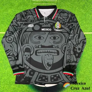 1998 World Cup Mexico National Team Long sleeves Black Soccer Jersey