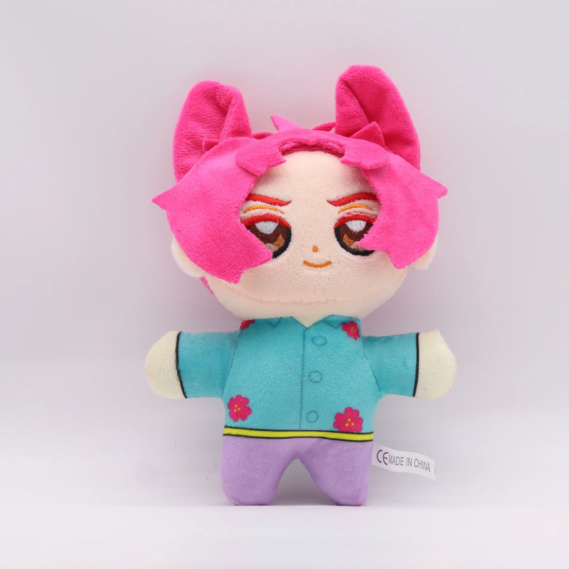 Rose red print blue dress girl