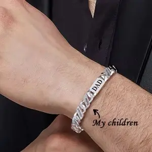 Personalized Dad Bracelet with Kids Names | Custom Cuban Link Bracelet for Men | Father’s Day Gift