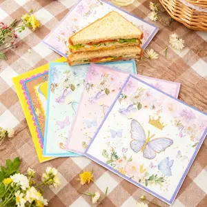 Butterfly Pattern Napkins Pack of 20, Butterfly Theme Party Paper Towels, Disposable Colorful Garden Spring Summer Handkerchiefs