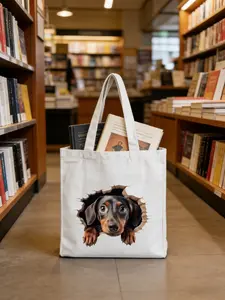 Cute 3D Sausage Dog Hole Handbag, Large Capacity Shoulder Bag, Fun Dog Shopping Bag, Dual-Sided Print, Hot Sublimation Printing