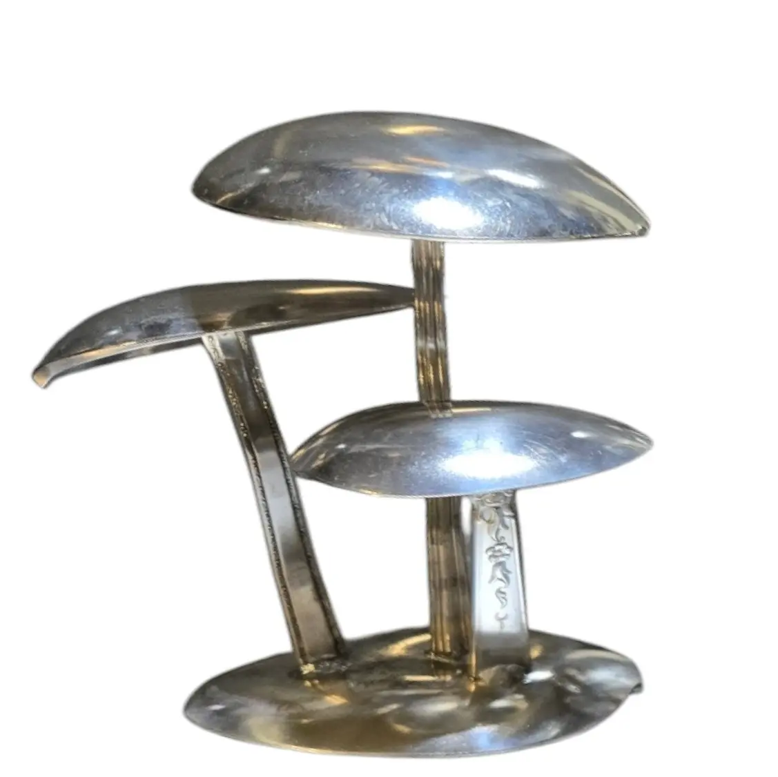 Mushroom Sculpture Made from Spoons - Approximately 3 x 3.5 Inches, Unique Artistic Garden Statue