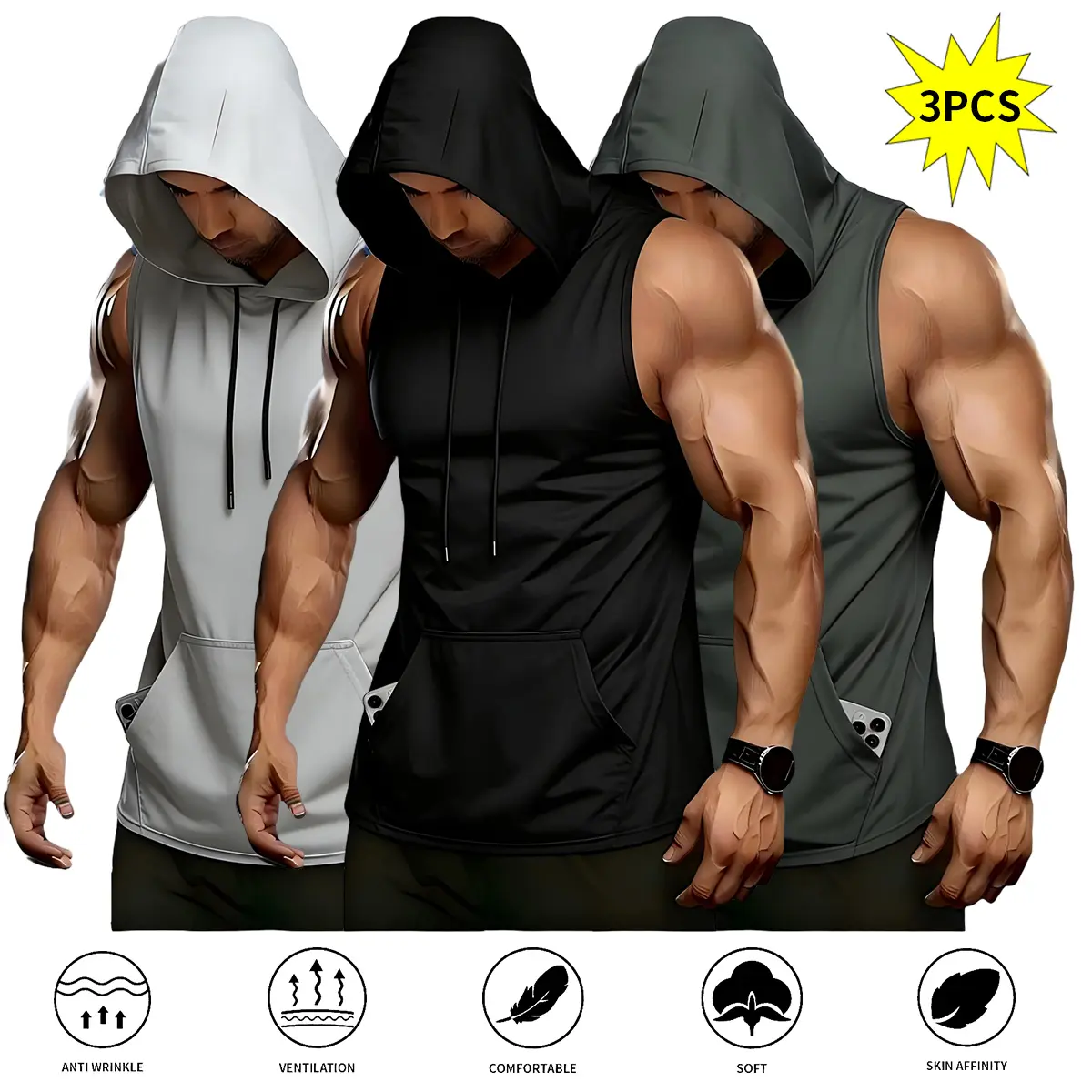 Black + Light Gray + Dark Gray