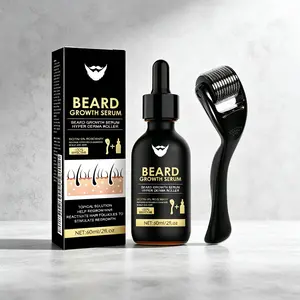 Beard Growth Oil with Derma Roller – 60ml Biotin + Rosemary Formula – Reactivates Follicles for Faster Beard Growth – Stimulates Thicker, Fuller Facial Hair – Men's Beard Care Kit