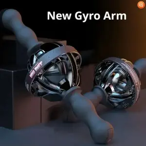 Stylish Compact Stainless Steel Gyro Arm Trainer - Non-Electric Wrist & Forearm Exerciser with Pull Rope Starter, Portable PVC Fitness Equipment for Home Gym, Strength Training, Mixed Colors (White/Black), Gym Accessories