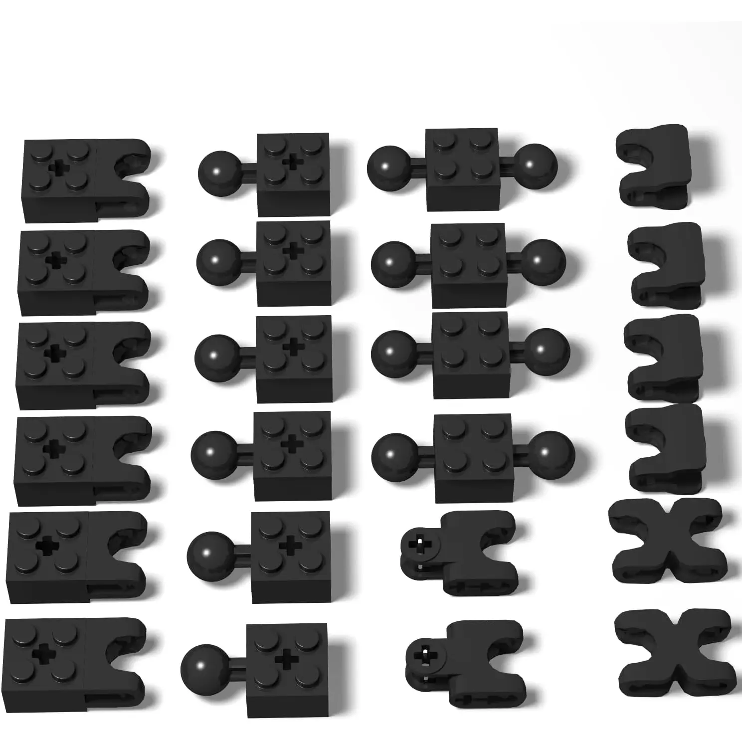 24 Piece Ball Joint Building Connectors, 6 Sizes Black Ball and Socket Joint on Axle Bulk Parts for MOC Robots, Mecha, Creatures, and Action Figure Builds, Compatible with Lego Pieces