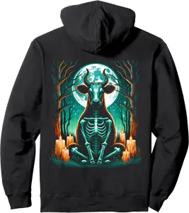 Cool Cow Skeleton Halloween Christmas Birthday Pullover Hoodie - Feliciabr Shop 86B0DH7K786N