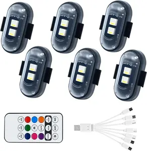 Wireless LED Lights with Remote Control, USB Charing Waterproof Anti-Collision Led Emergency Warning Lights for Car Motorcycle Drone Aircraft Bike