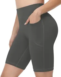 High Waisted Compression Biker Shorts with Side Pockets | Tummy Control Workout Shorts for Women Shorts Women Tummy Control 8" Workout Gym High Waisted Running Yoga Compression Spandex Shorts Women with Pockets