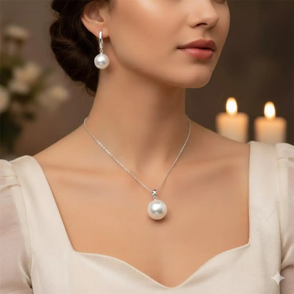 Elegant Freshwater Pearl Jewelry Set: Bohemian Bridal Earrings & Necklace, Hypoallergenic Wedding Gift for Her. Versatile Multi-Colored Pearl Accessories for Brides, Moms & Special Occasions, Handmade Minimalist Design, Travel-Friendly Gift.