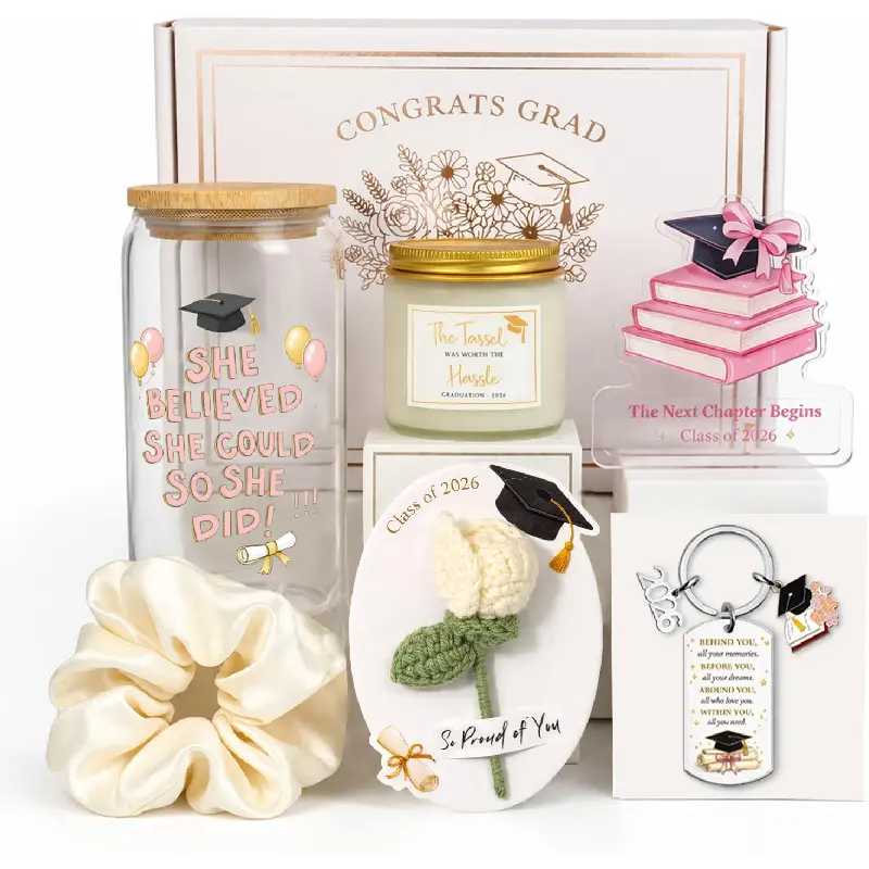 Graduation Gift for Her 2026, College High School Graduation Gifts, Class of 2026 Graduation Gift Box Set for Girls Women Daughter Sister Best Friend, Pink Grad Gifts
