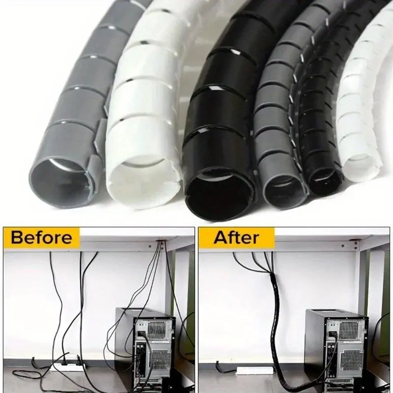 Spiral Cable Management Tube, 1 Count Flexible Cable Wire Protector, Cable Organizer, Computer Cable Management Tool, Office and Home Accessories, Organization, Protection