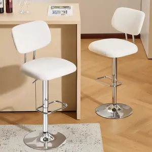 Adjustable Bar Stools Set of 2, Modern Teddy Velvet Swivel Barstools with Curved Back, Stylish Armless Counter Height Bar Stools Bar Chairs for Kitchen Island, Bar Ergonomic