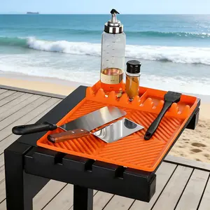 Silicone Griddle Cover Mat,Griddle Accessories Grill Mat, Silicone Griddle Tools Mat, Spatula Mat & Grill Side Shelf Mat, Large BBQ Prep Pad 16×11.5in with Drip Pad Grease Catcher, Heat Resistant Non-Slip,Perfect Gift for Mom Kitchen Must Have