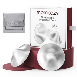 Momcozy 999 Silver Nursing Cups, Hole-Free Design, 999 Silver Nipple Shields, Breastfeeding Essentials, Silver Nipple Shields for Breastfeeding Newborns, Metal Nipple Shields