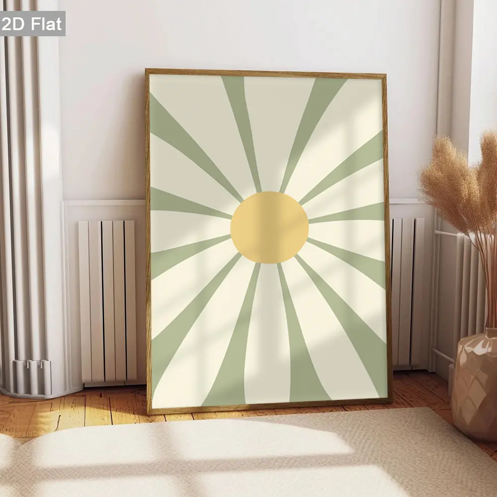 2D Flat, 1pc Unframed Sunflower Style Wall Decor, Minimalist Pattern Canvas Painting, Neutral Tones Art Prints Poster, Retro Wall Art, Classic Wall arts Decorations, Modern Posters, Home Decor, Gifts, For Living Room, Bedroom, Bathroom, Frameless