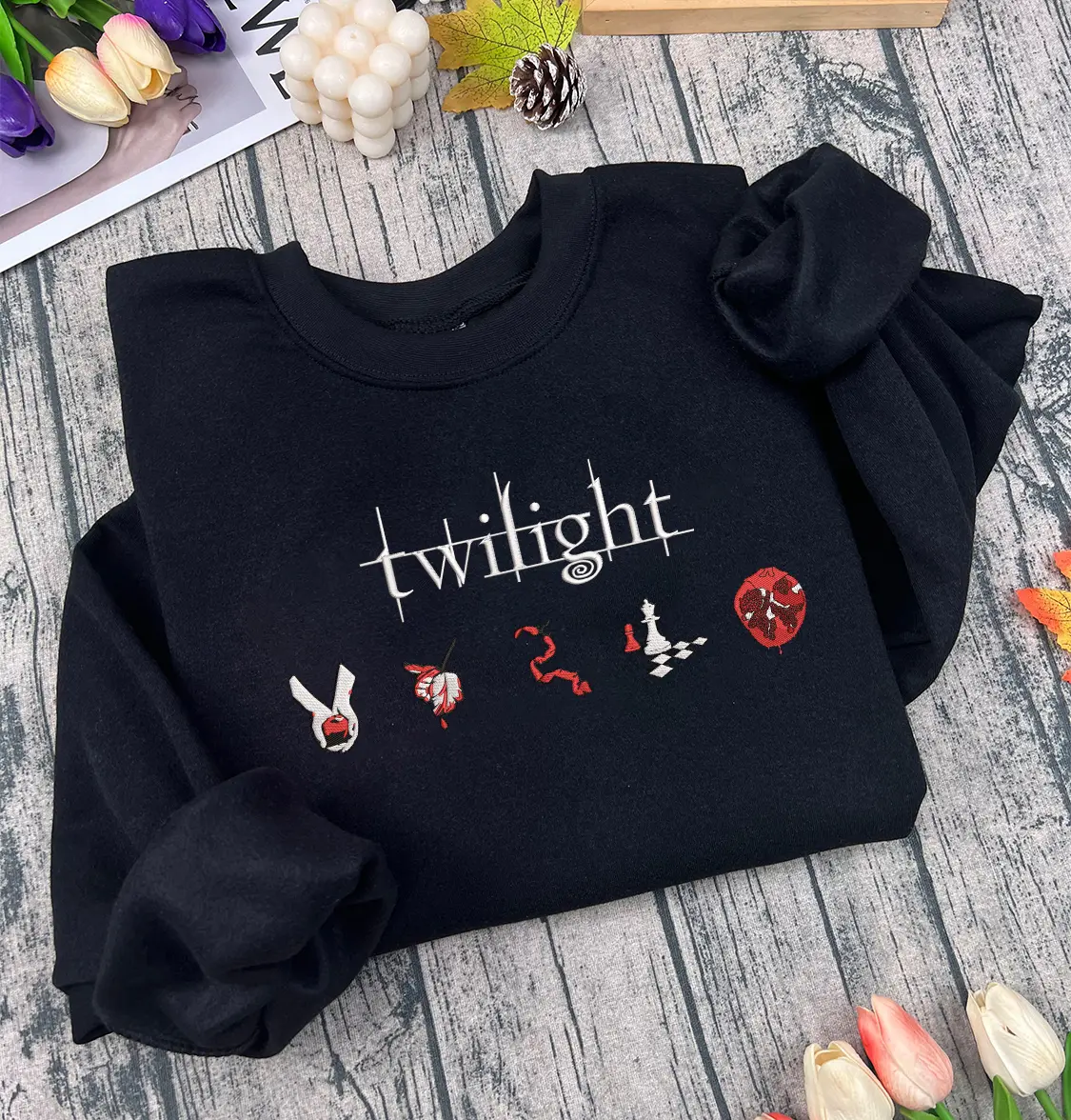 Twilight Embroidered Sweatshirt, Breaking Dawn, New Moon, Twilight Saga Embroidered Crewneck, Midnight Sun, Eclipse, Edward Cullen, Bookish Merch