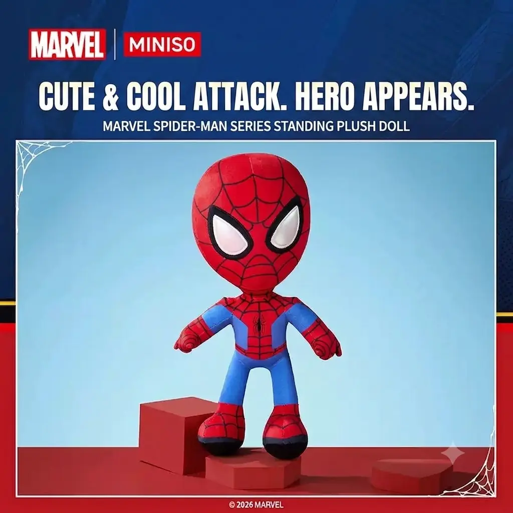 Marvel Spider Man Standing Plush Doll 15.7 Inch Big Size Superhero Plush Toy, Cute Action Figure Stuffed Animal, Unique Standing Pose Room & Desk Decor, Perfect Gift for Kids, Teens, Anime & Marvel Fans