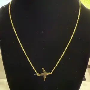 Gold Airplane Necklace - Elegant Chain Design for Travel Enthusiasts