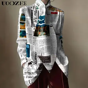 UOOZEE Women's White Loose Long Sleeve Shirt, Exaggerated Tie Design, Minimalist Style, Four Seasons Casual Women's Clothing