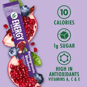 V8 Energy Pomegranate Blueberry Energy Drink Powder, .10 oz Packet (10 Count)