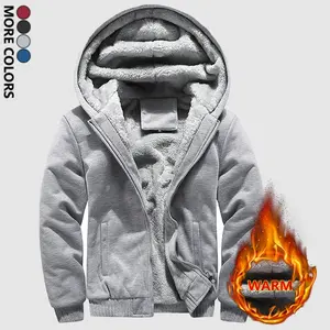 Men's Warm Fleece Hooded Jacket Thick Zip-Up Coat for Autumn and Winter thermal fleece with Adjustable Drawstrings and Pockets Customized Menswear Tops Casual Plain jackets zip jackets hoodie mens