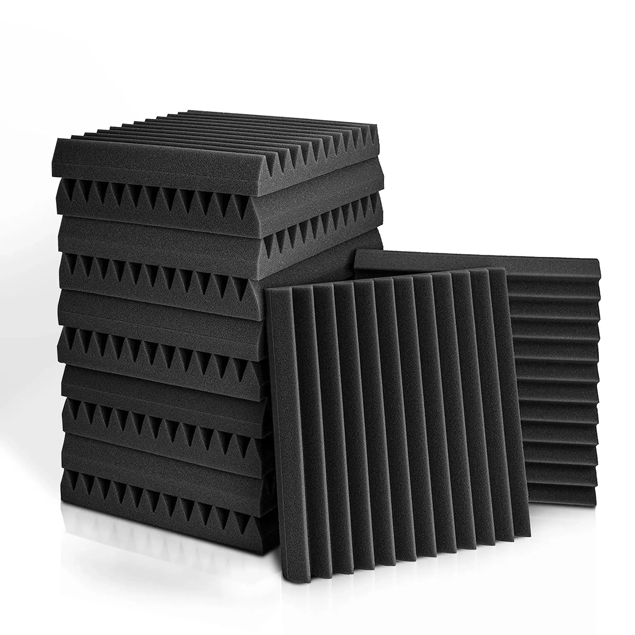 Acoustic Foam Panel, 12pcs/24pcs Studio Soundproof Sponge Pad, Sound-absorbing Treatment Panel, Ktv Room Ceiling Wall Sticker, Acoustic Panels